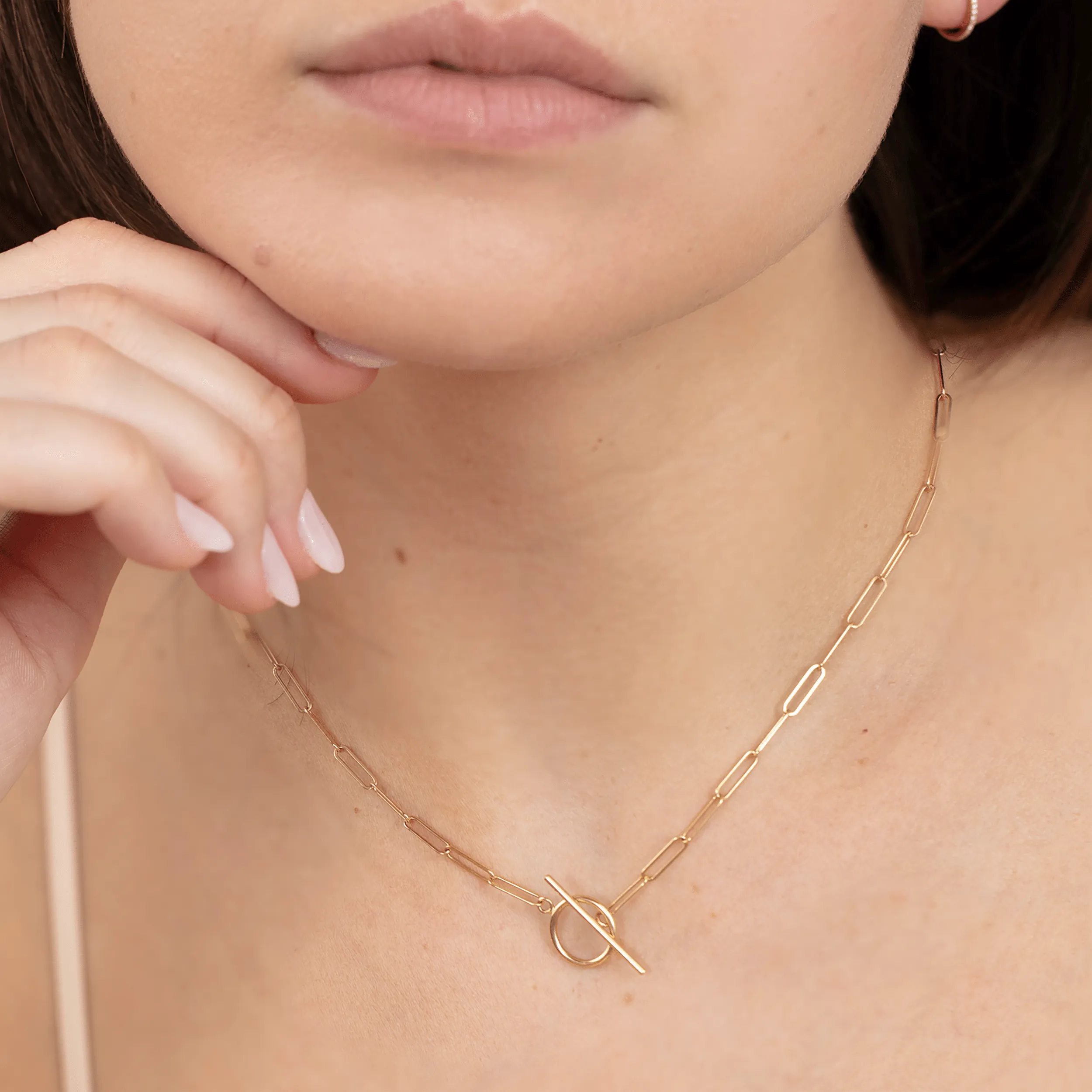 Plain Paperclip Toggle Necklace, Jerta SARAHELISE
