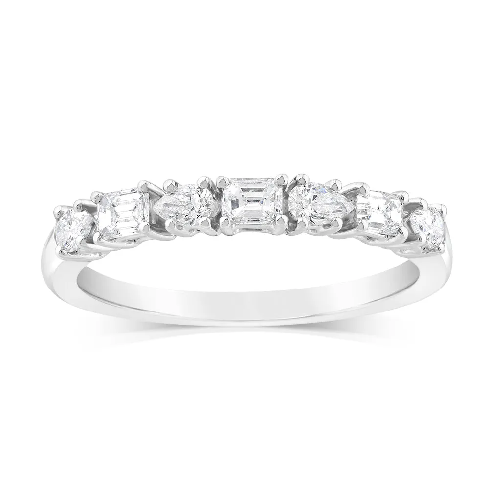 Platinum Mix Emerald & Pear Cut Diamonds in 1/2 Carat Natural Diamonds Shiels