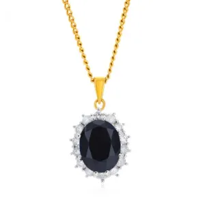 Princess Kate' 9ct 2.30 Carat Natural Sapphire & 1/2 Carat Diamond Pendant Shiels