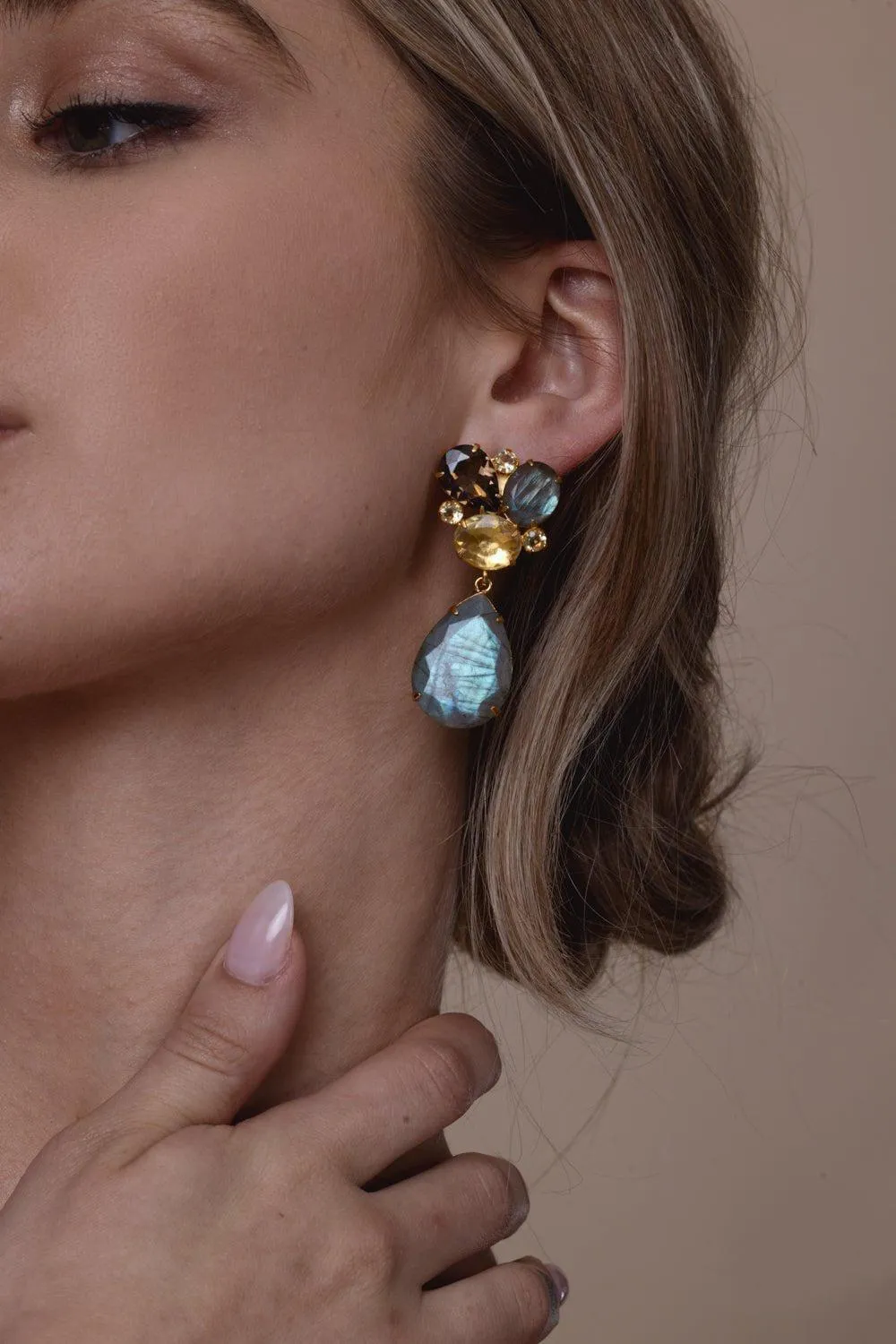 Quartz Labradorite Earrings