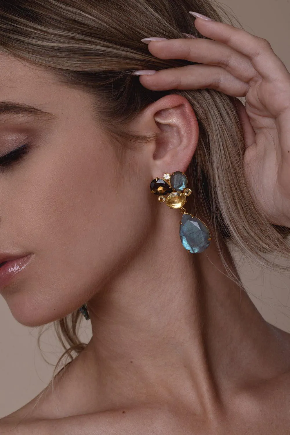 Quartz Labradorite Earrings