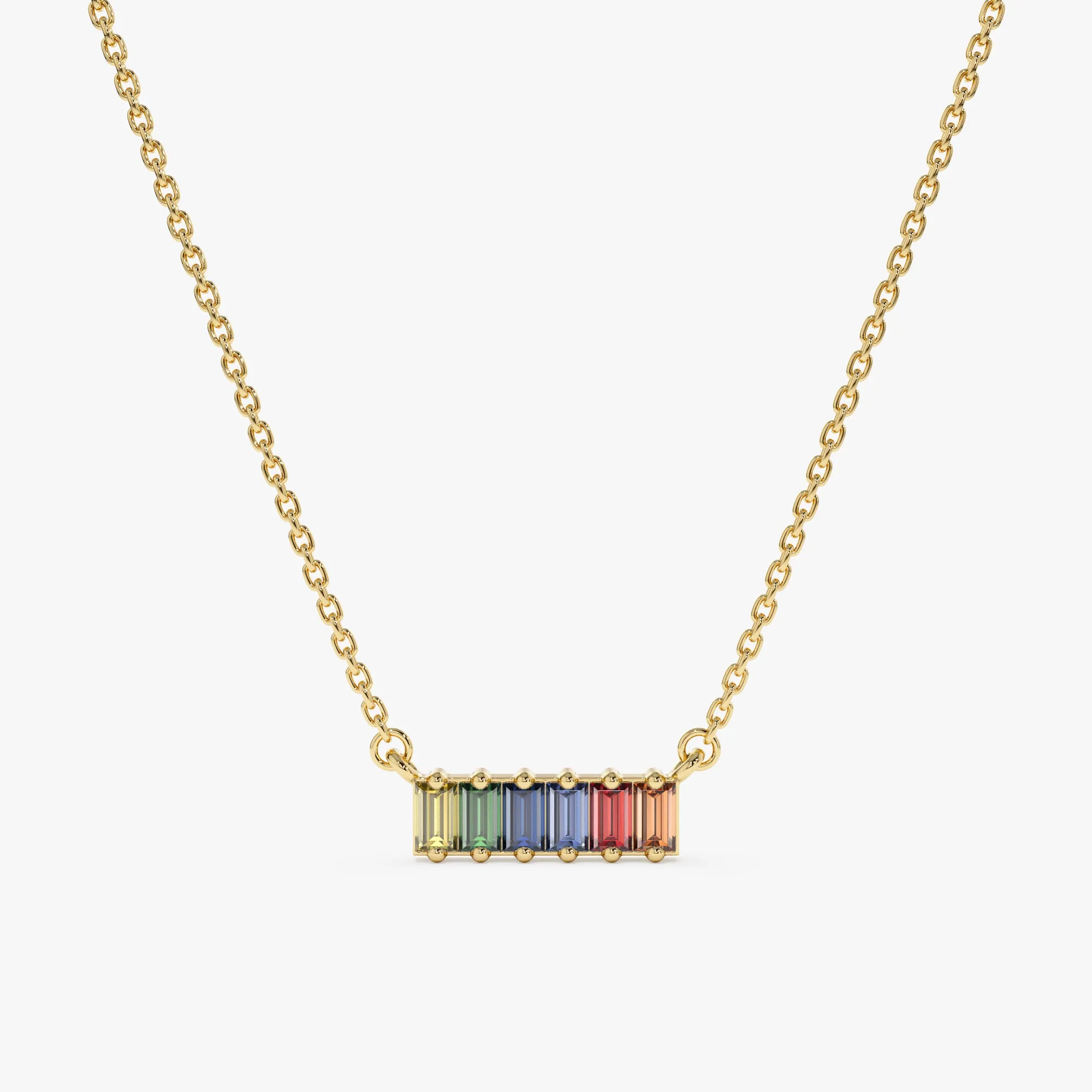 Rainbow Sapphire Bar Necklace, Kira SARAHELISE