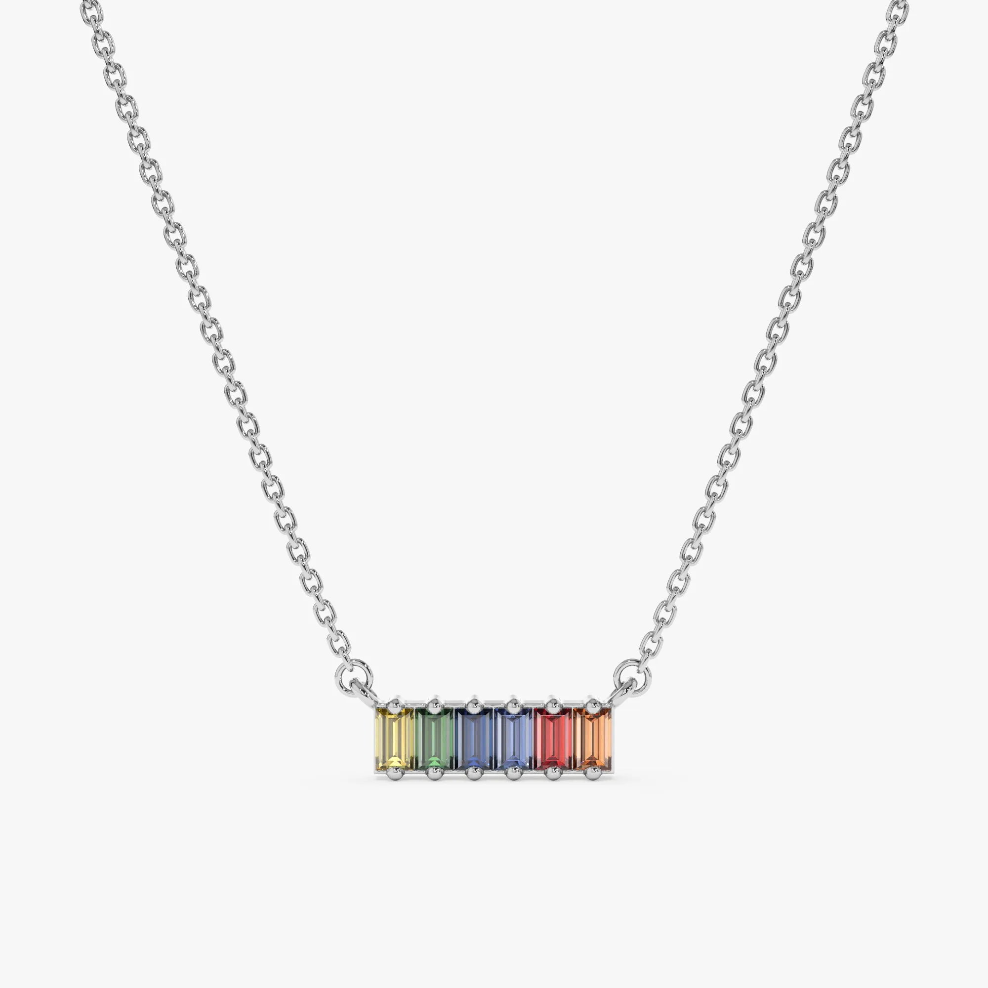 Rainbow Sapphire Bar Necklace, Kira SARAHELISE