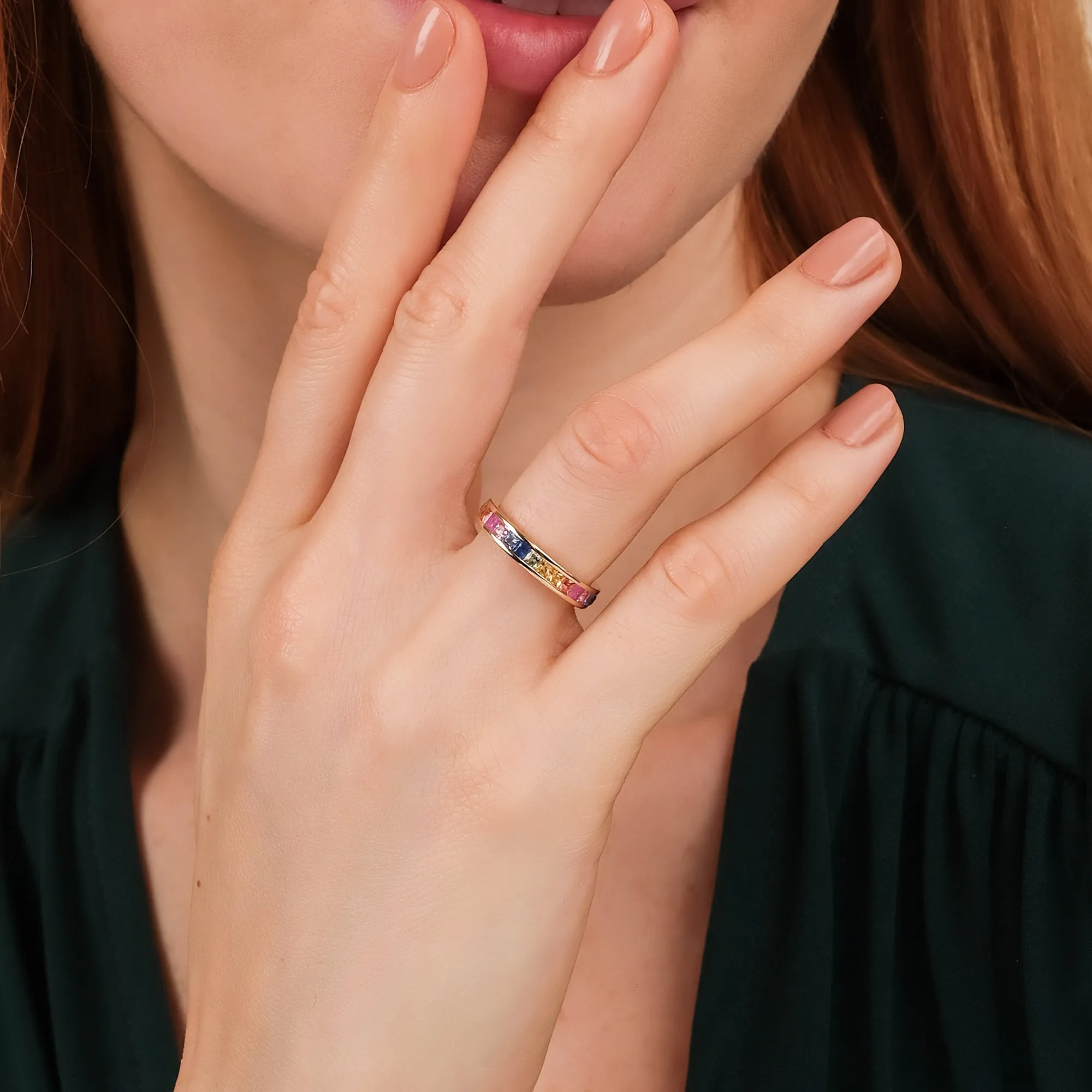Rainbow Sapphire Eternity Ring, River SARAHELISE