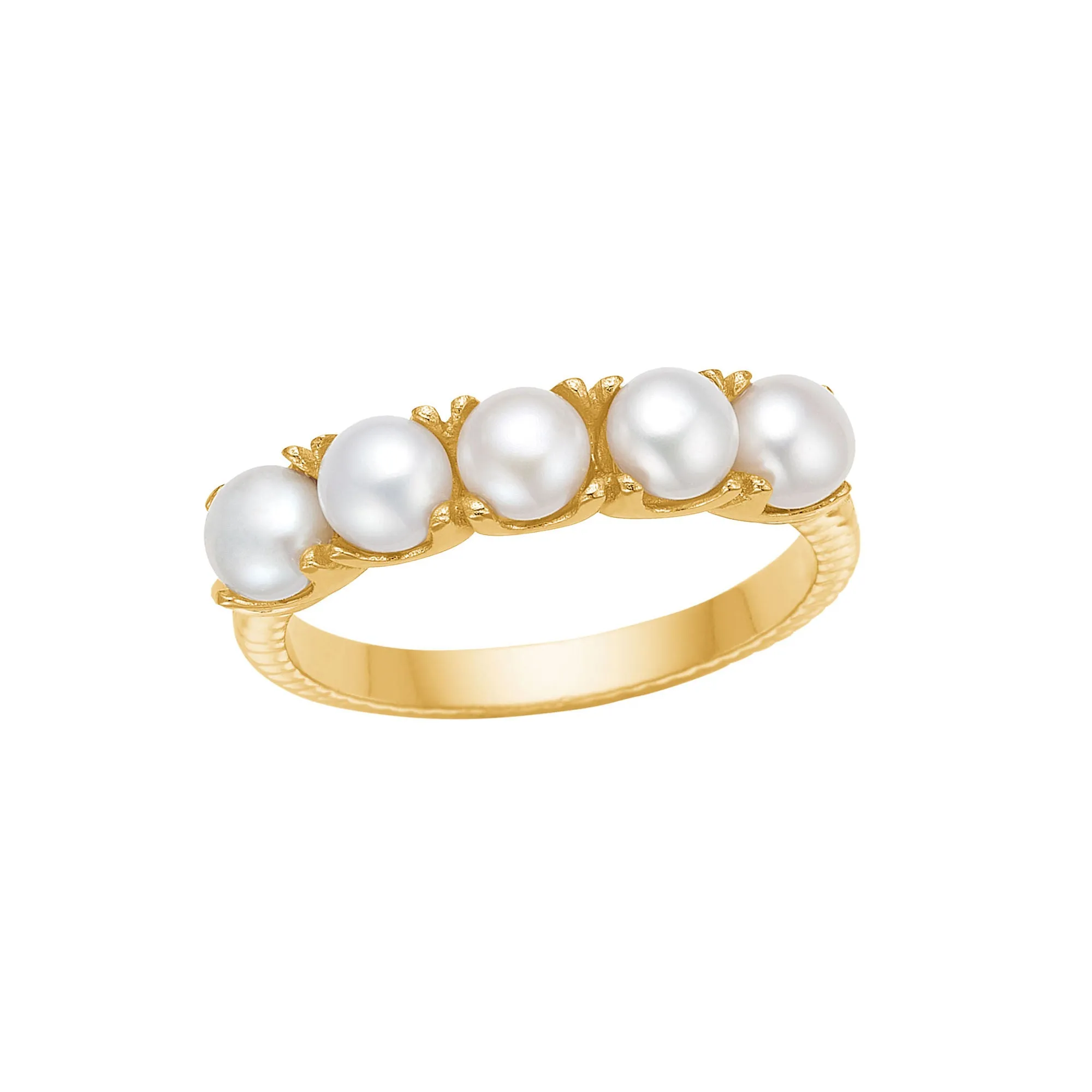 Reef 18K Gold Plated Ring w. White Pearls