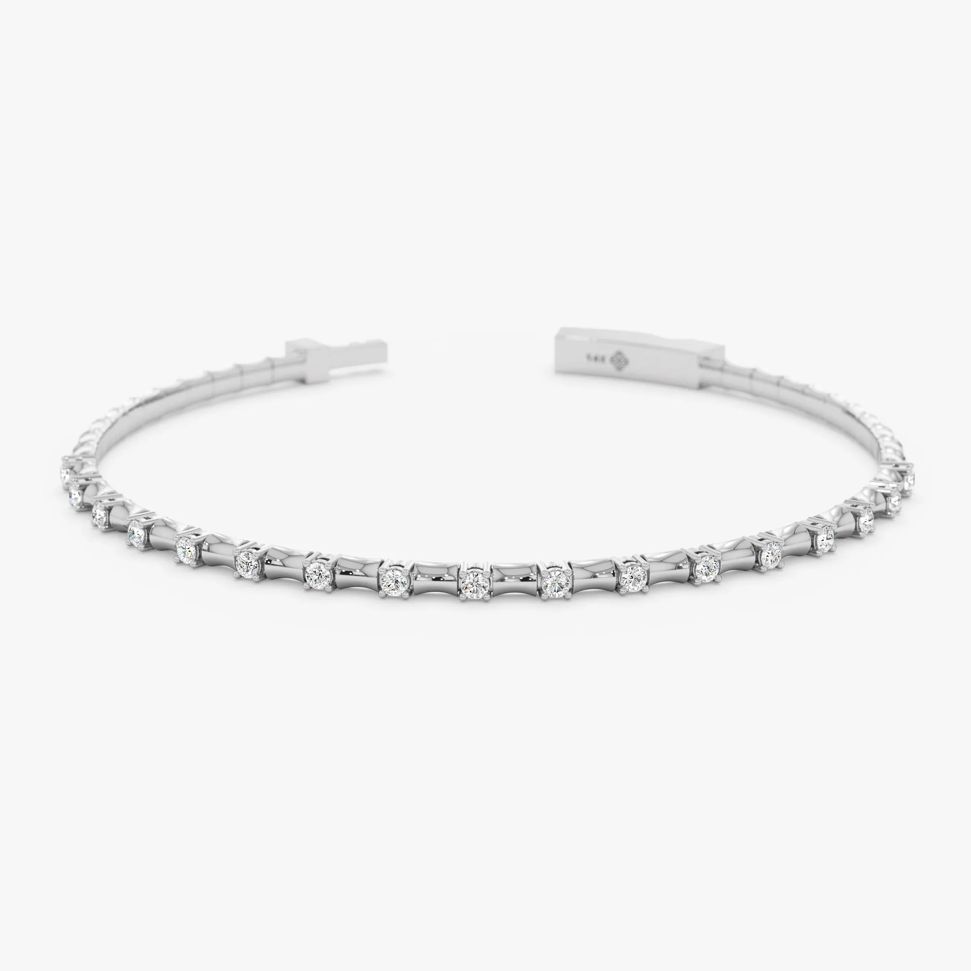 Ribbed Diamond Bangle Bracelet, Yvaine SARAHELISE