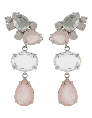 Rose And Clear Quartz Earrings