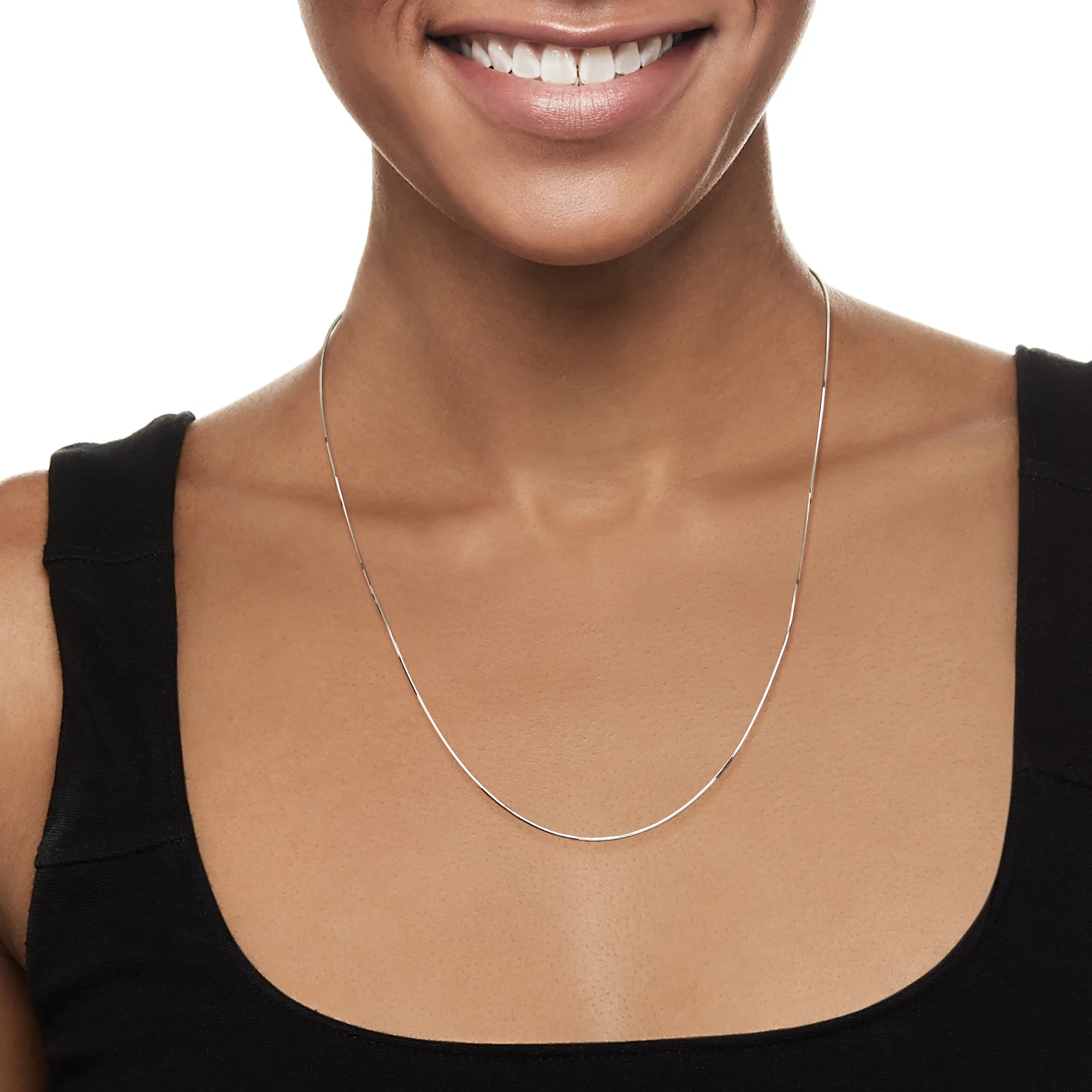 Ross-Simons 0.8mm 14kt White Gold Adjustable Snake Chain Necklace