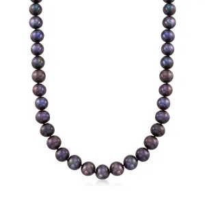 Ross-Simons 10-11mm Black Cultured Pearl Necklace With 14kt Yellow Gold