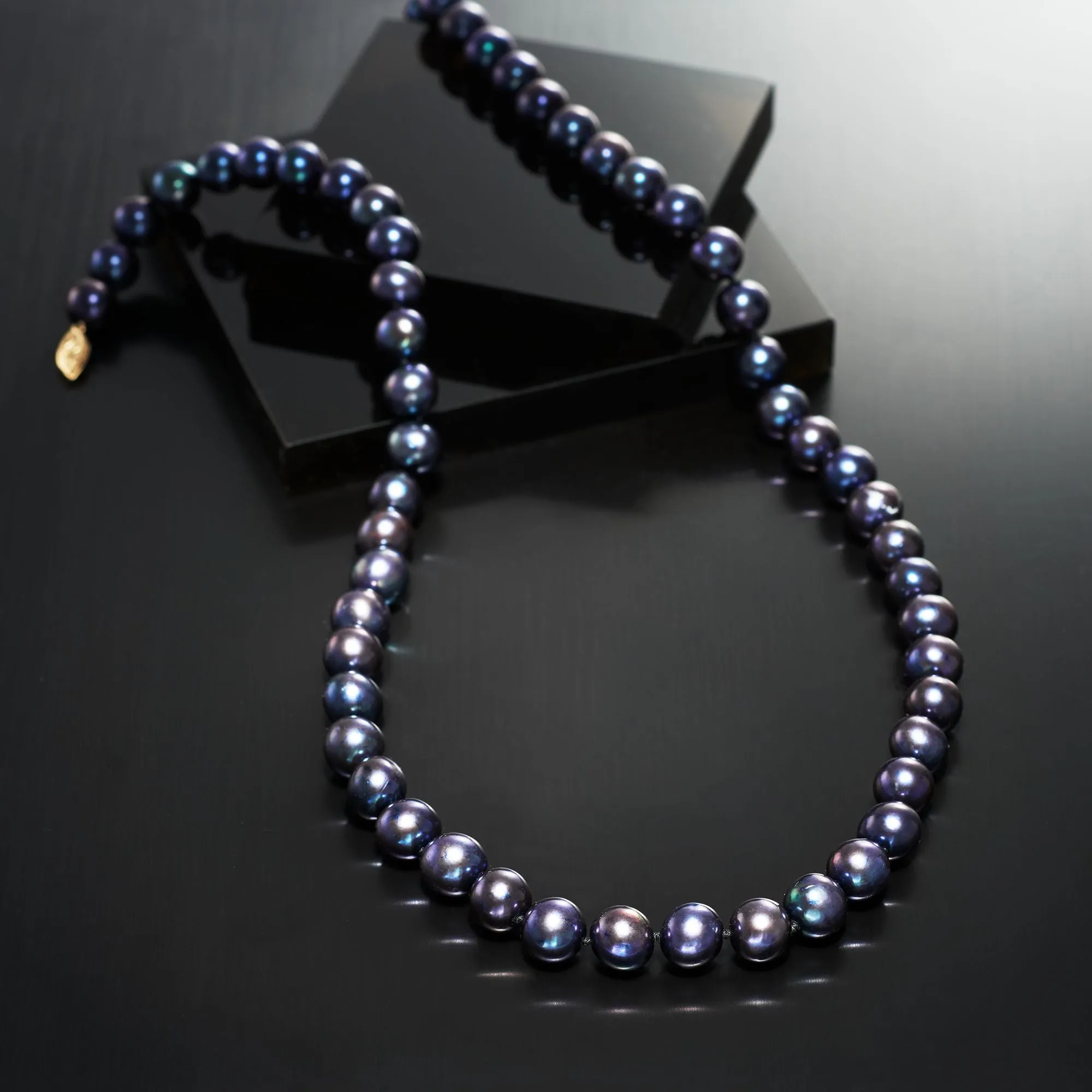 Ross-Simons 10-11mm Black Cultured Pearl Necklace With 14kt Yellow Gold