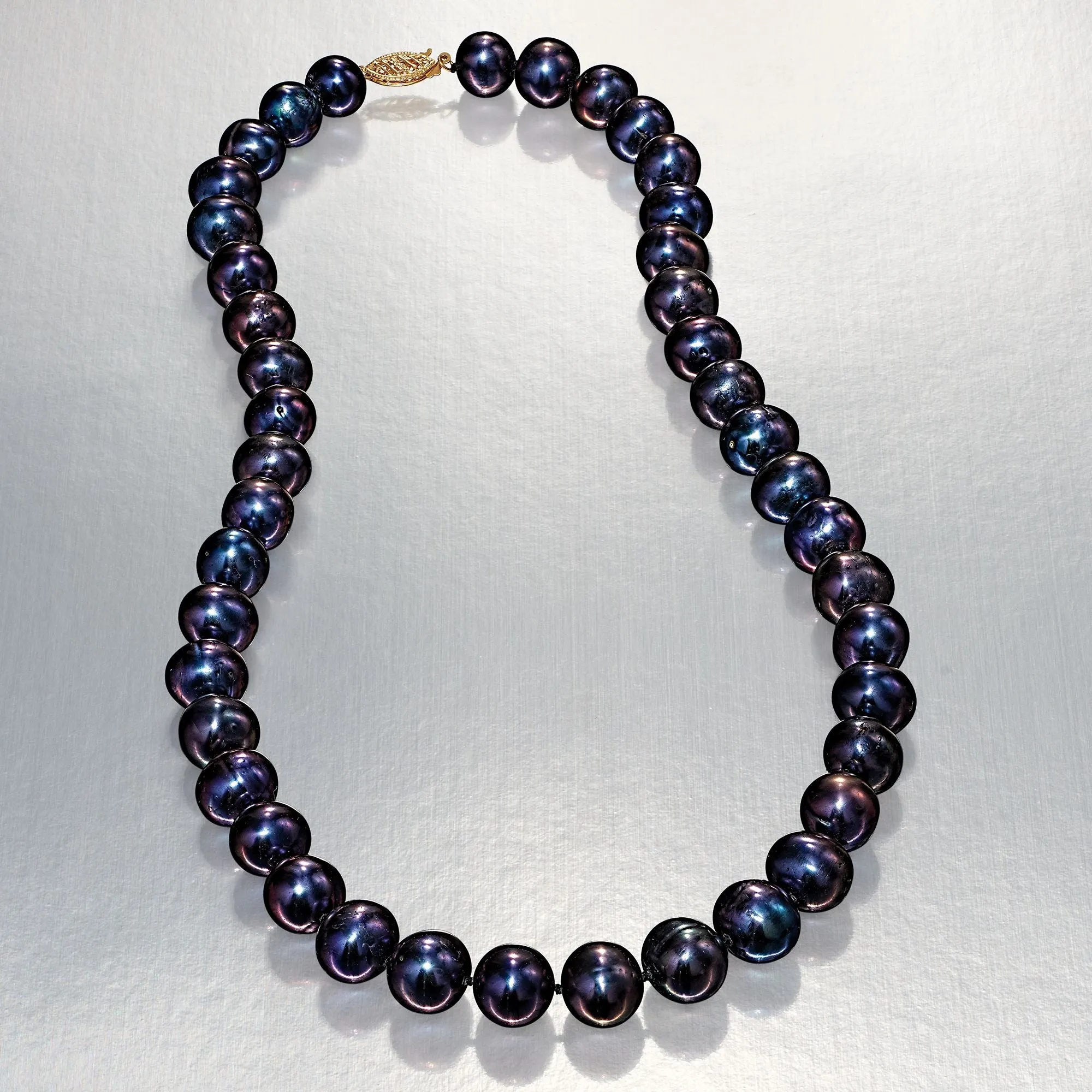 Ross-Simons 10-11mm Black Cultured Pearl Necklace With 14kt Yellow Gold