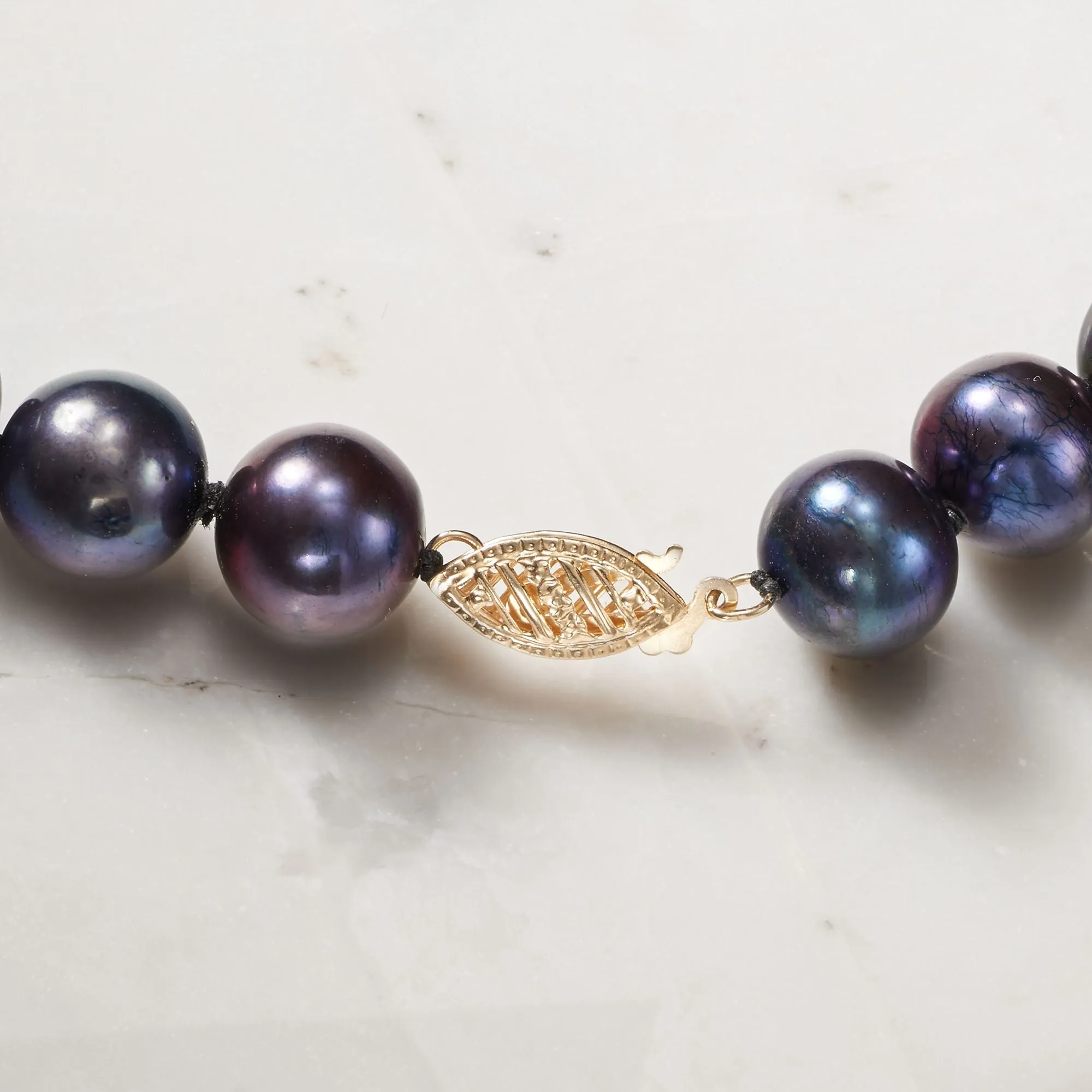 Ross-Simons 10-11mm Black Cultured Pearl Necklace With 14kt Yellow Gold