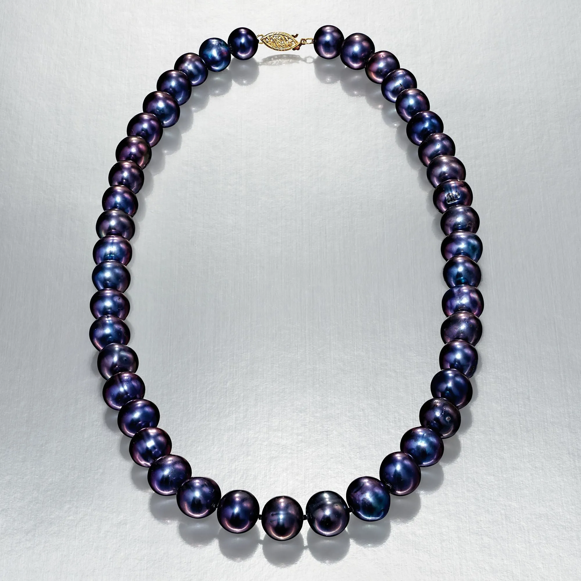 Ross-Simons 10-11mm Black Cultured Pearl Necklace With 14kt Yellow Gold