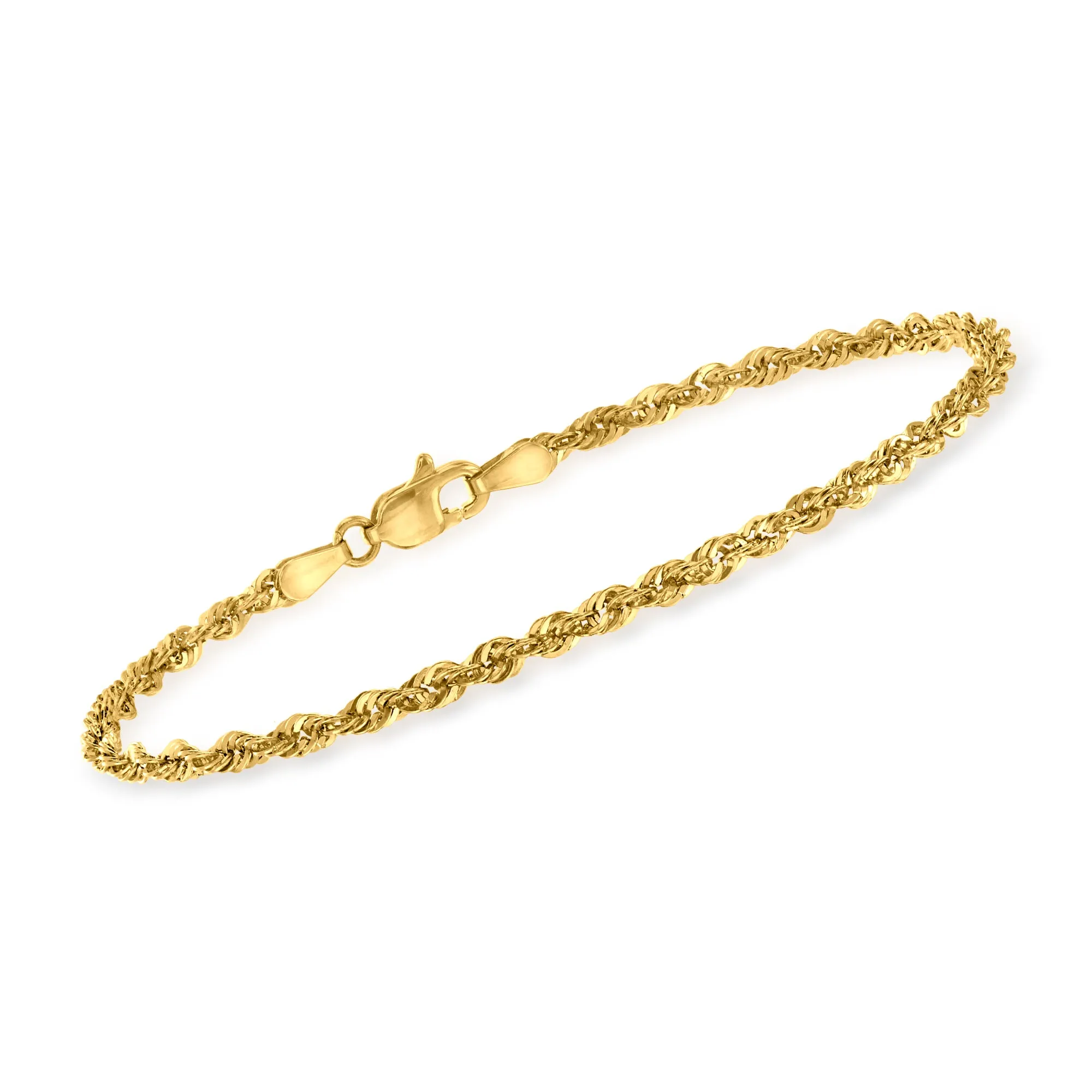 Ross-Simons 14kt Yellow Gold 2.6mm Rope Chain Bracelet