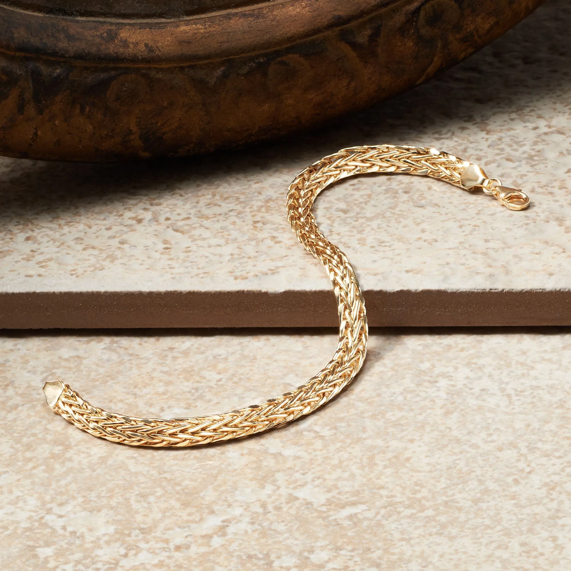 Ross-Simons 14kt Yellow Gold Braided Wheat Bracelet