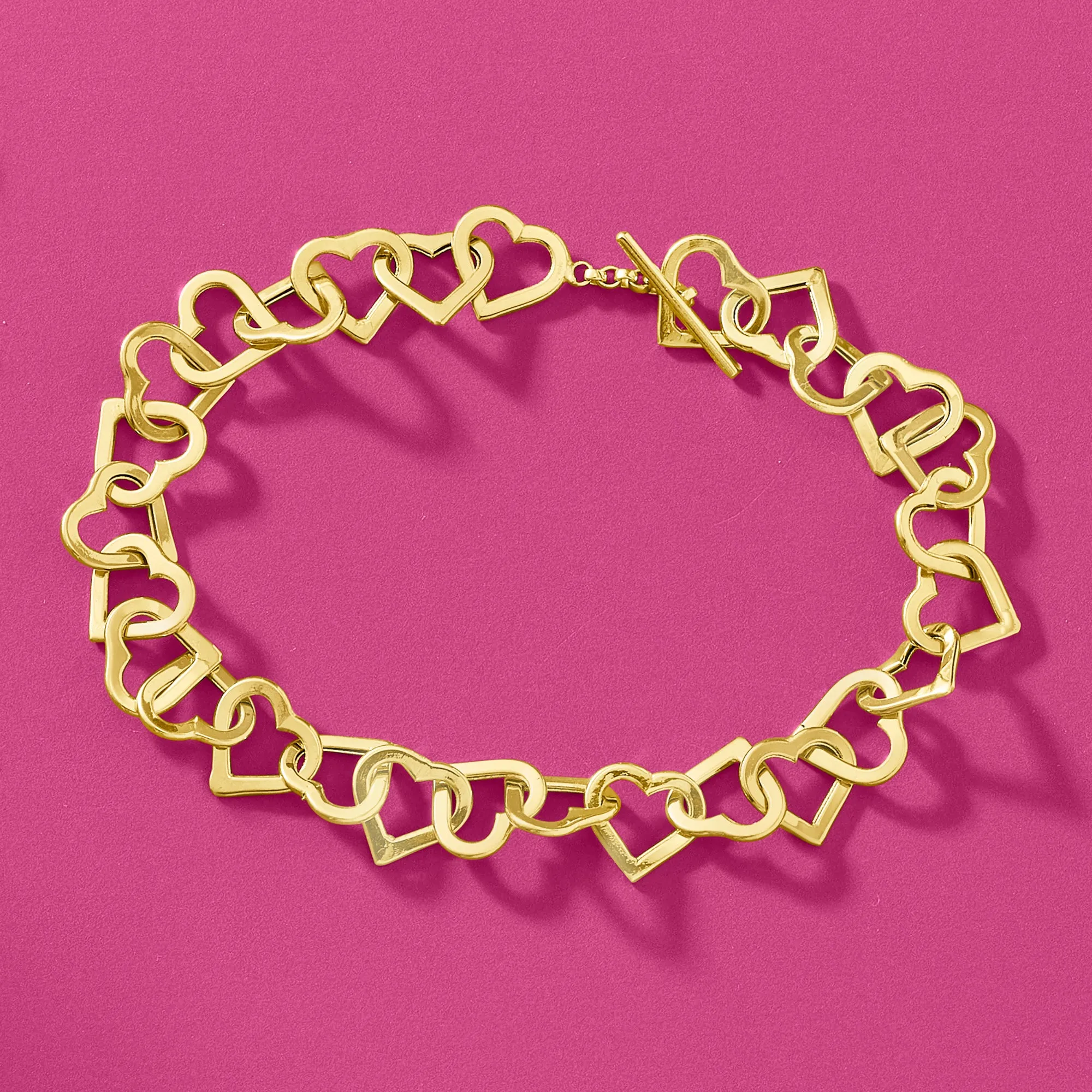 Ross-Simons 14kt Yellow Gold Heart-Link Bracelet