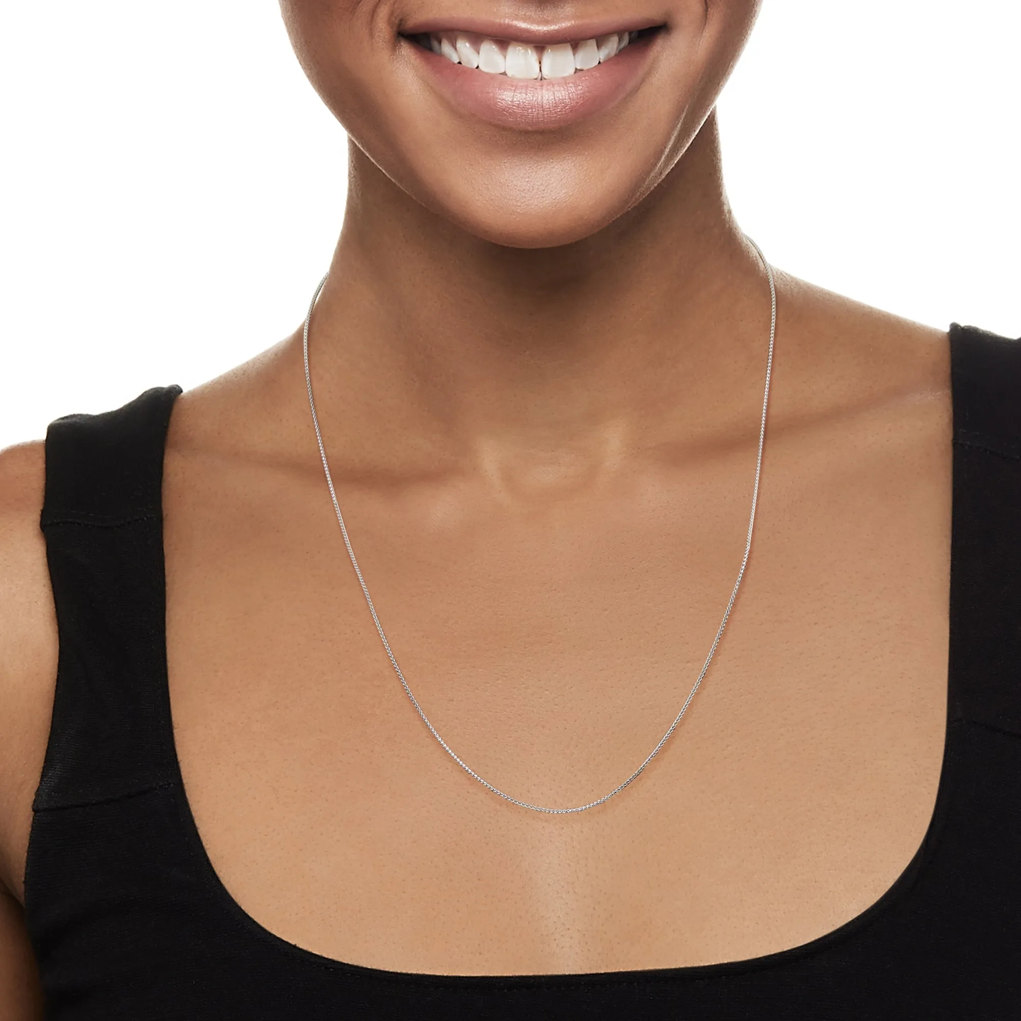 Ross-Simons 1mm 14kt White Gold Wheat Chain Necklace