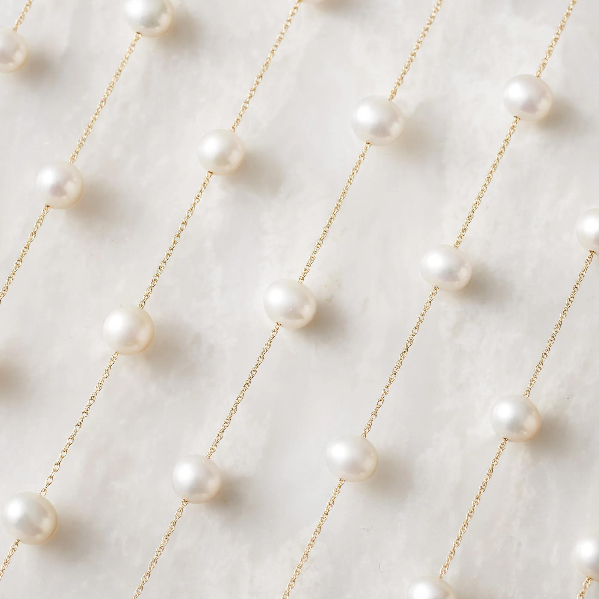 Ross-Simons 6-6.5mm Cultured Pearl Station Necklace in 14kt Yellow Gold