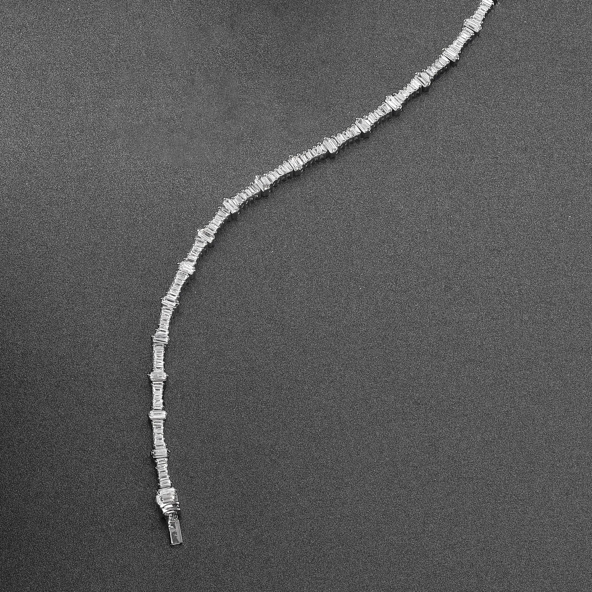 Ross-Simons Baguette Diamond Bracelet in 14kt White Gold