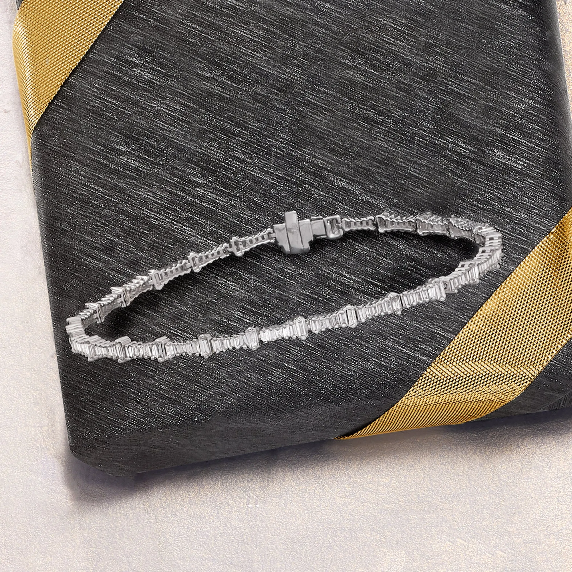 Ross-Simons Baguette Diamond Bracelet in 14kt White Gold