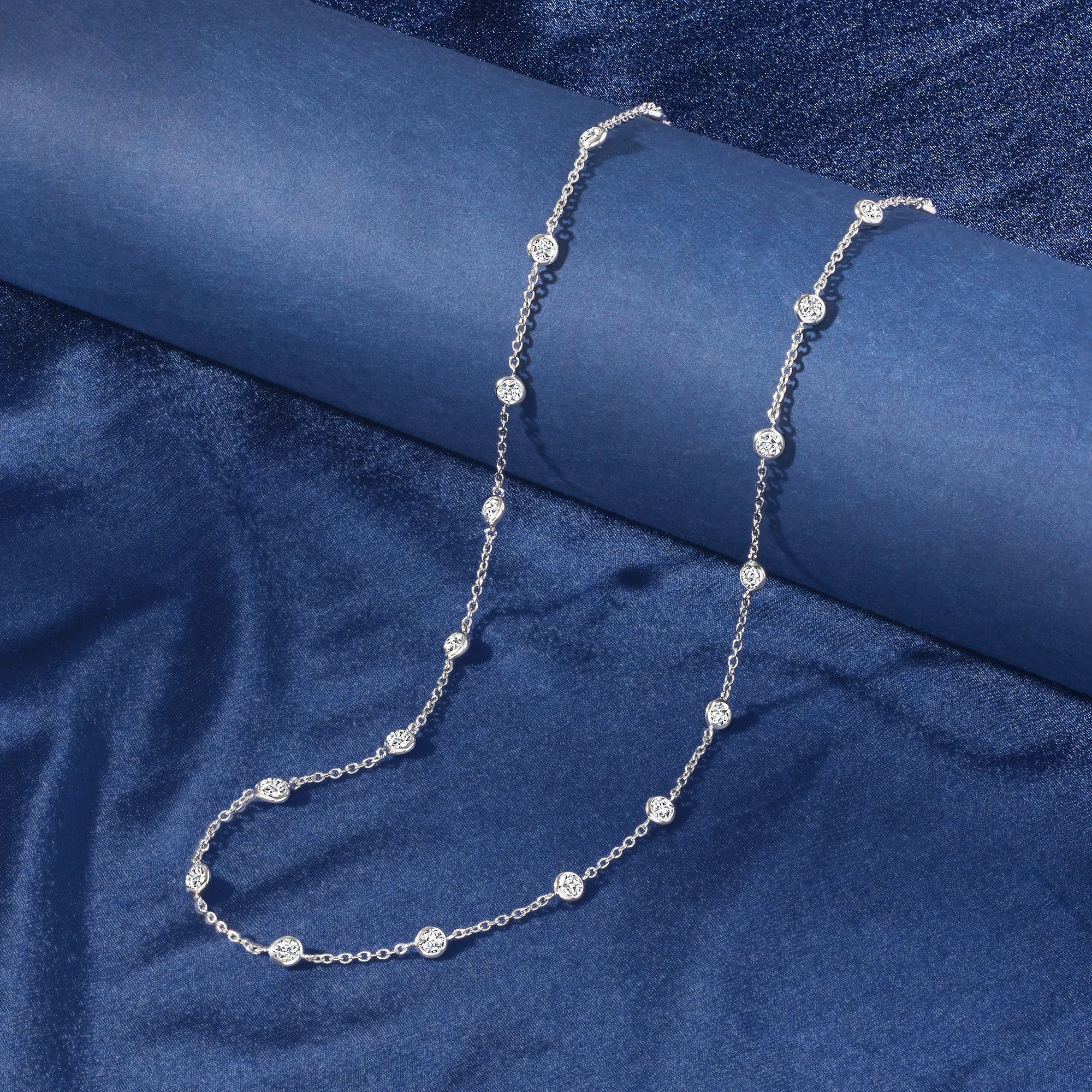 Ross-Simons Bezel-Set CZ Station Necklace in Sterling Silver