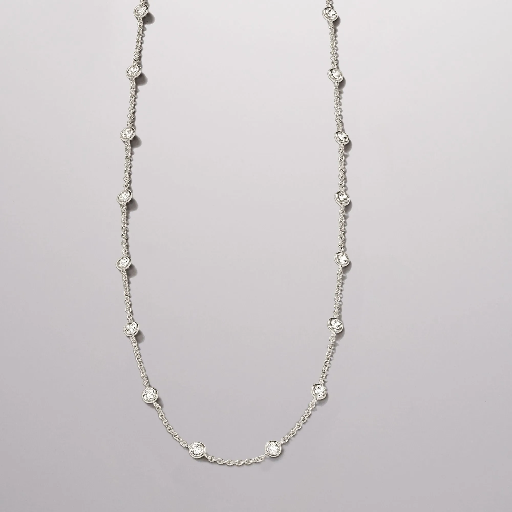 Ross-Simons Bezel-Set CZ Station Necklace in Sterling Silver