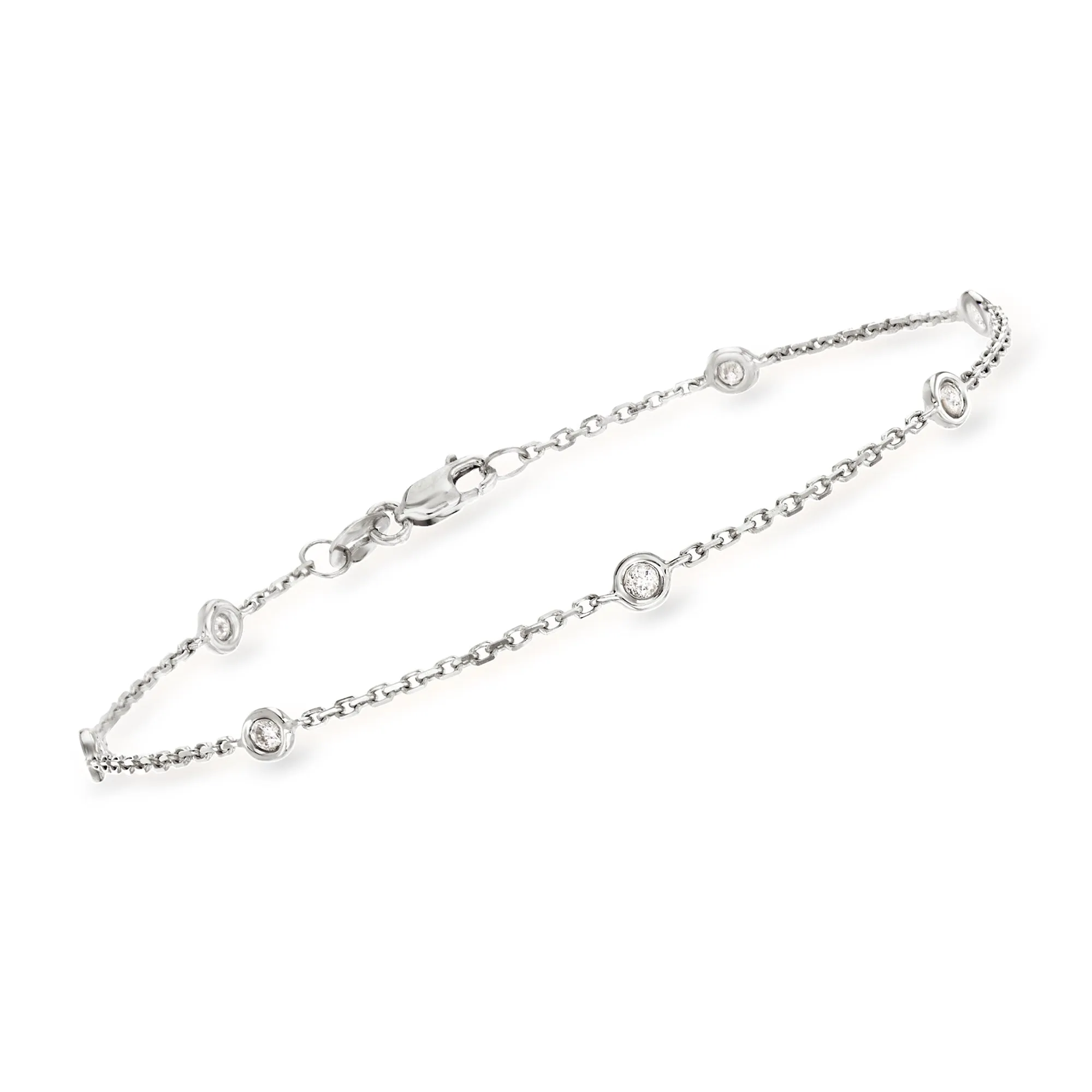 Ross-Simons Bezel-Set Diamond Station Bracelet in 14kt Yellow Gold