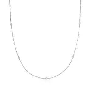 Ross-Simons Bezel-Set Diamond Station Necklace in Sterling Silver