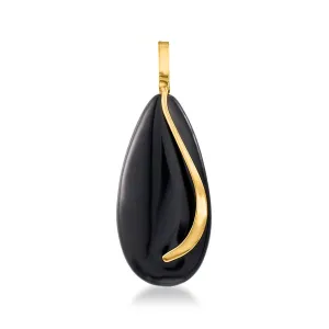 Ross-Simons Black Onyx Teardrop Pendant in 14kt Yellow Gold