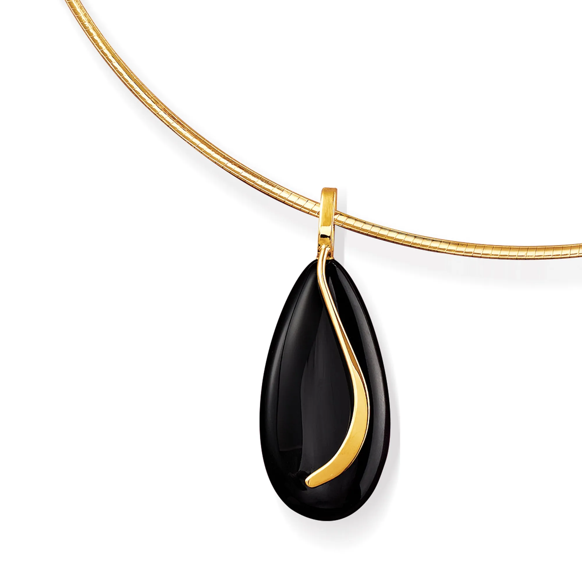 Ross-Simons Black Onyx Teardrop Pendant in 14kt Yellow Gold