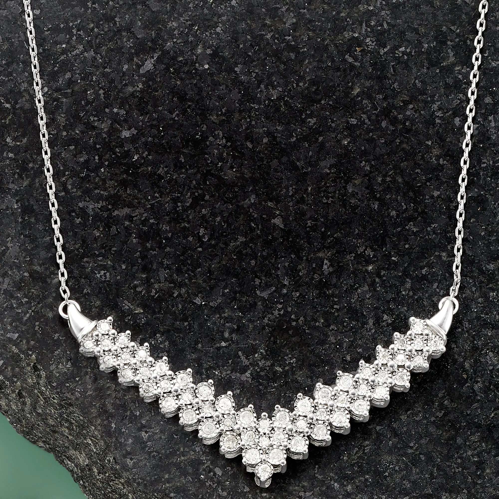 Ross-Simons Diamond Chevron Necklace in Sterling Silver