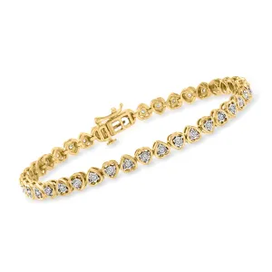 Ross-Simons Diamond Heart Tennis Bracelet in 18kt Gold Over Sterling