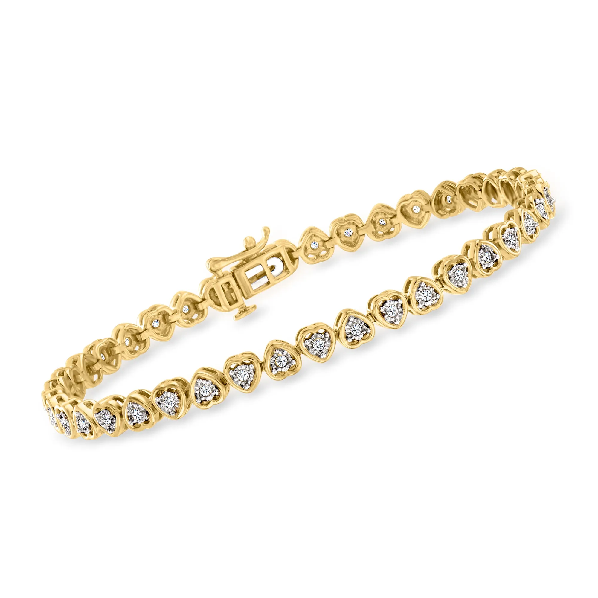 Ross-Simons Diamond Heart Tennis Bracelet in 18kt Gold Over Sterling
