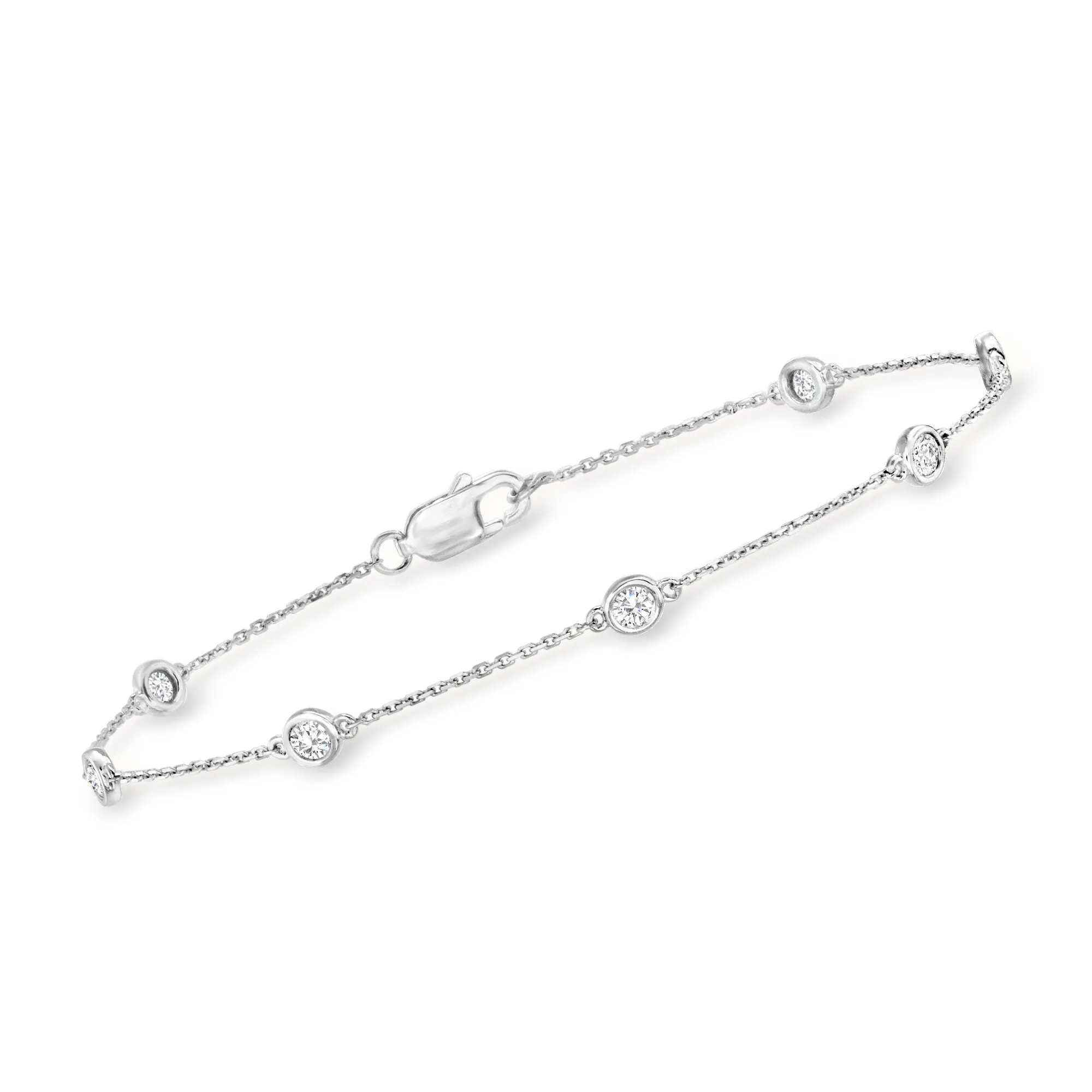 Ross-Simons Diamond Station Bracelet in Sterling Silver