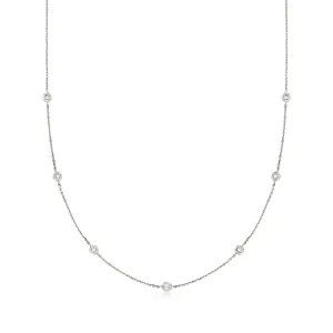 Ross-Simons Diamond Station Necklace in 14kt White Gold