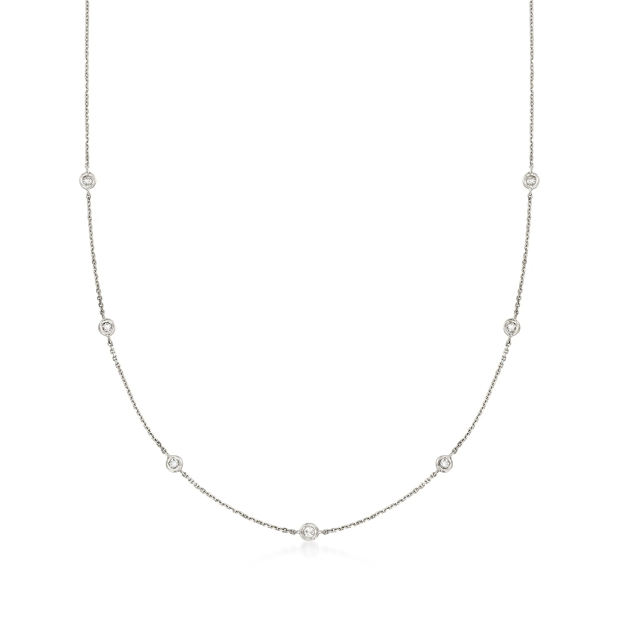 Ross-Simons Diamond Station Necklace in 14kt White Gold
