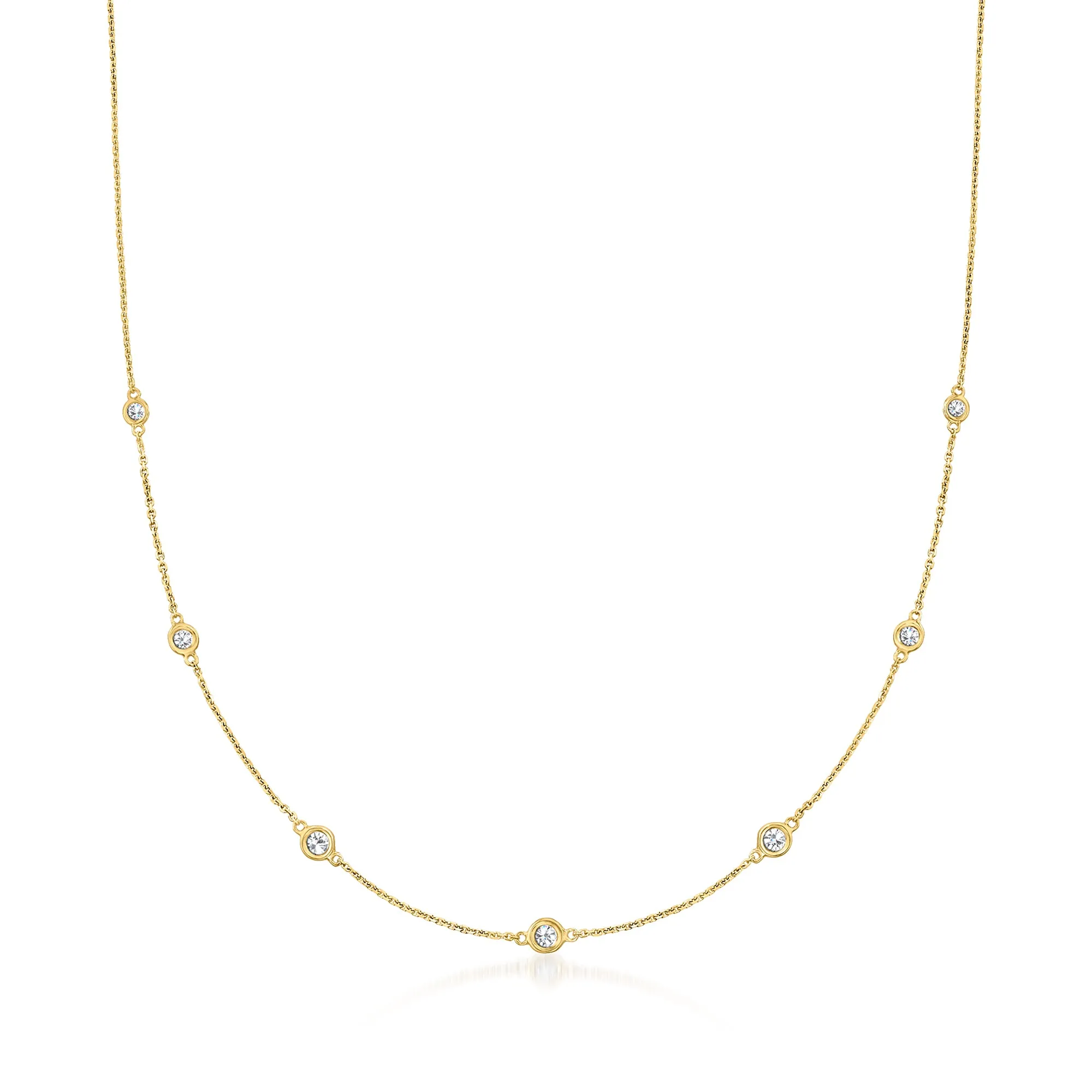 Ross-Simons Diamond Station Necklace in 14kt Yellow Gold
