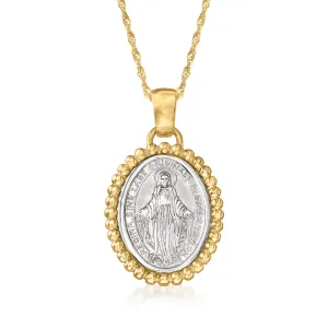 Ross-Simons Italian 14kt 2-Tone Gold Miraculous Medal Adjustable Pendant Necklace