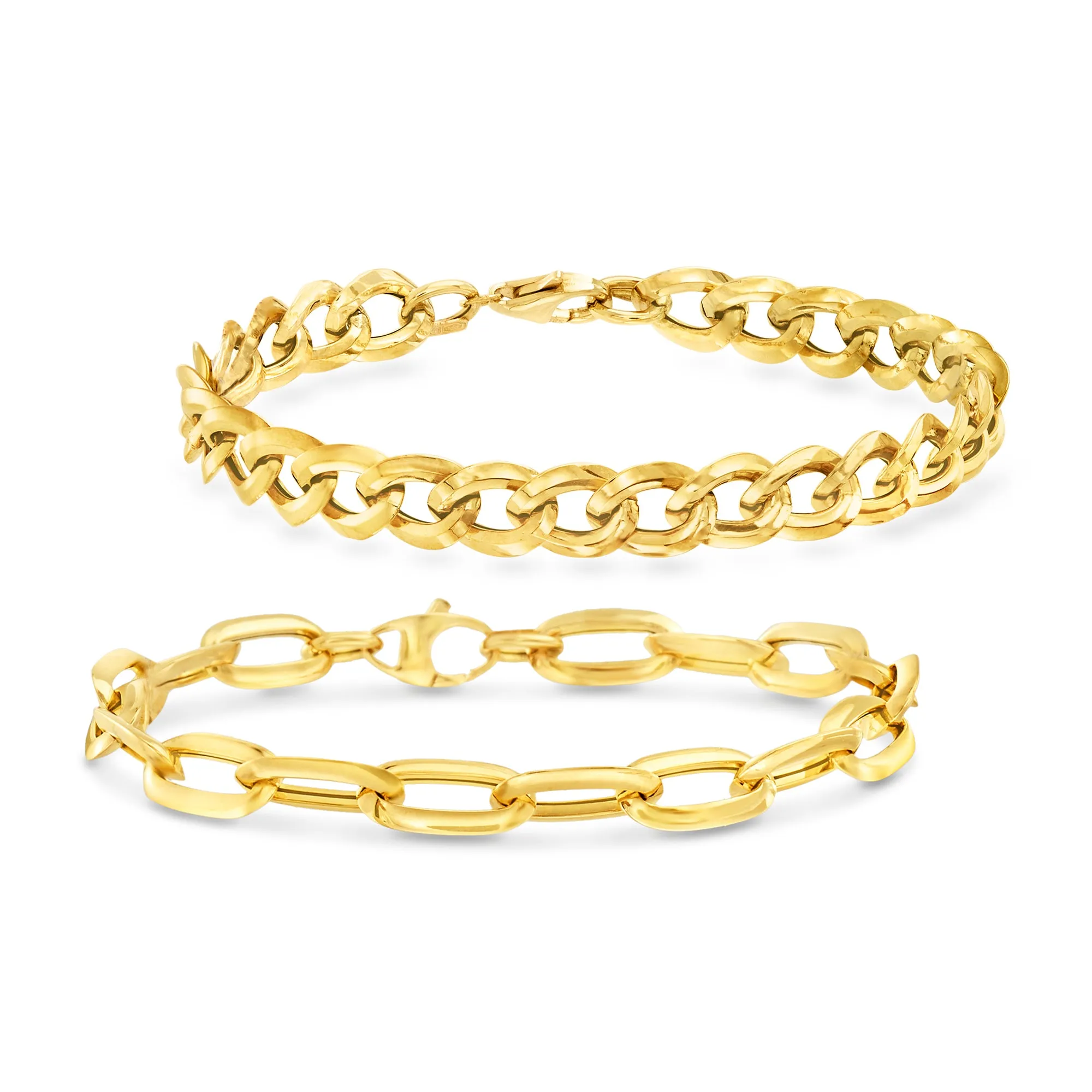 Ross-Simons Italian 14kt Yellow Gold Jewelry Set: Set Of Curb-Link and Paper Clip Link Bracelets