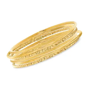 Ross-Simons Italian 14kt Yellow Gold Multi-Finish Jewelry Set: 6 Bangle Bracelets