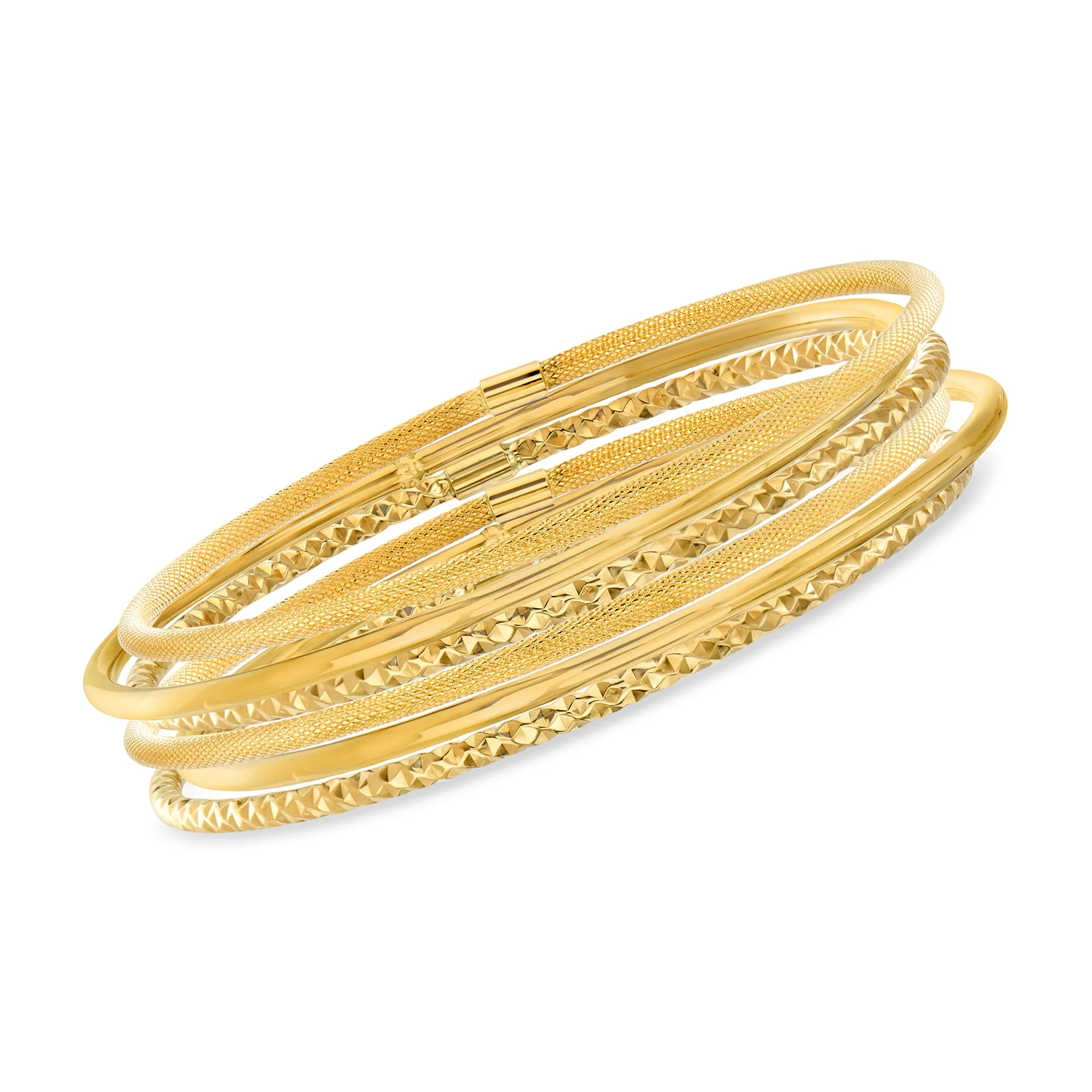 Ross-Simons Italian 14kt Yellow Gold Multi-Finish Jewelry Set: 6 Bangle Bracelets
