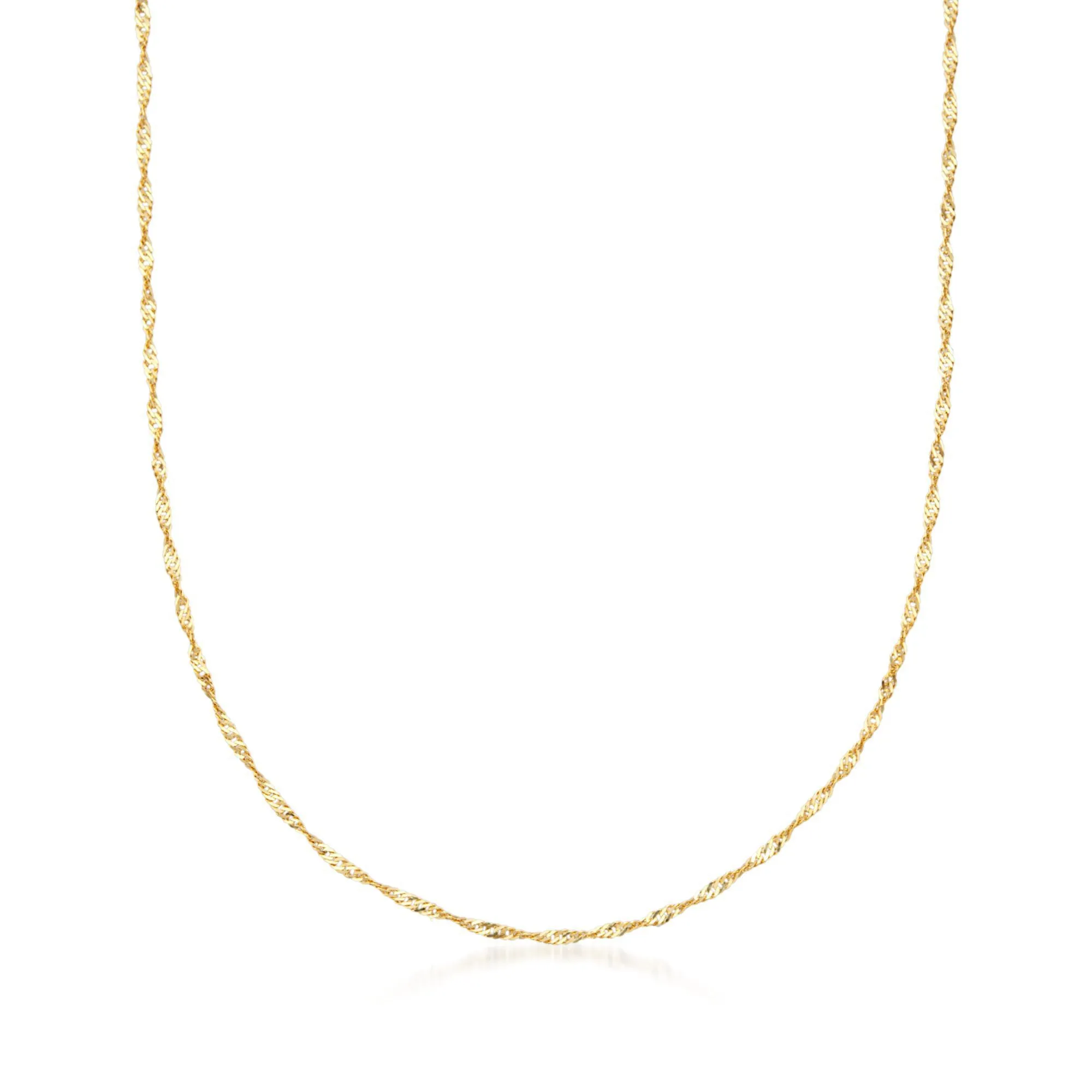 Ross-Simons Italian 18kt Yellow Gold Diamond-Cut Singapore Chain Necklace