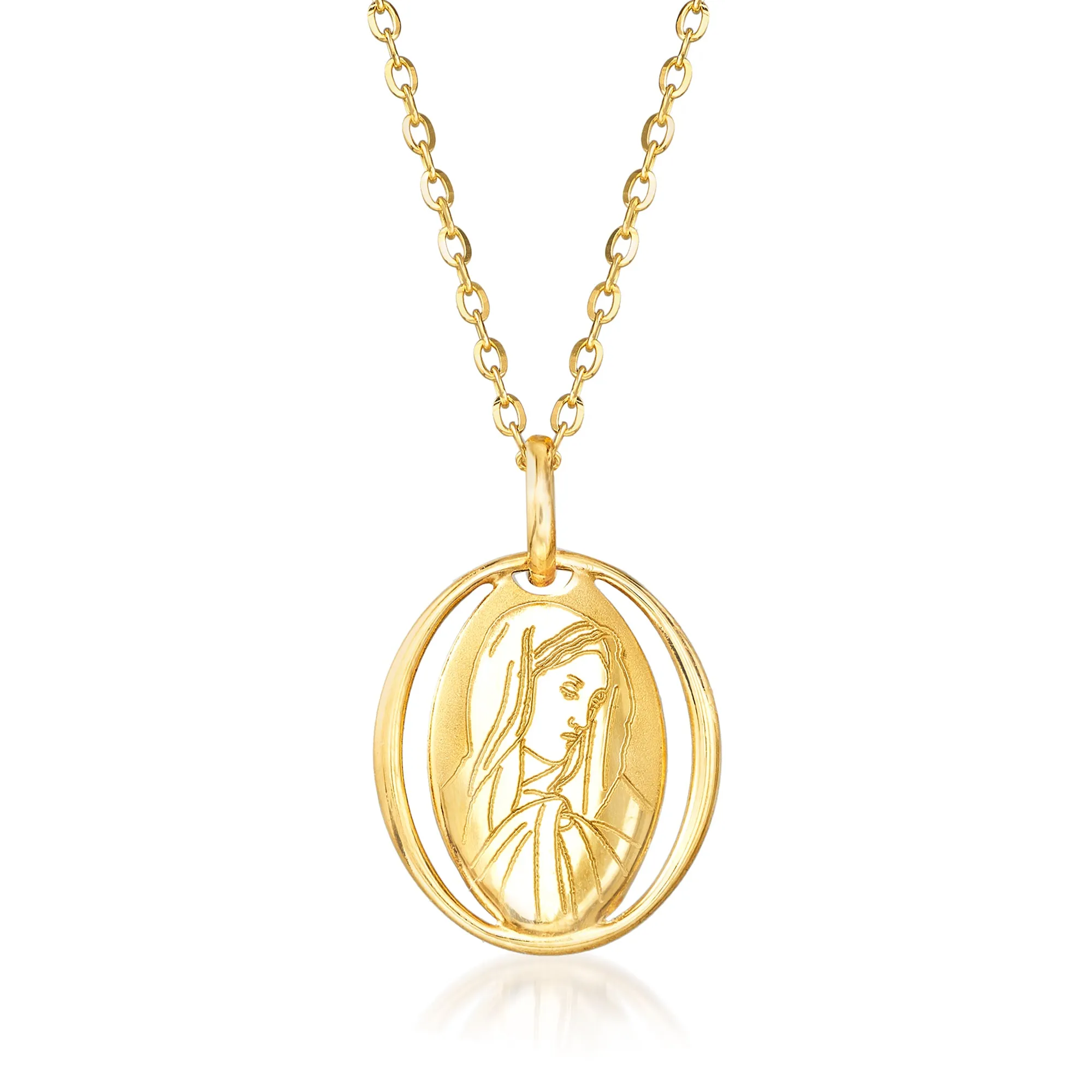 Ross-Simons Italian 18kt Yellow Gold Holy Mary Pendant Necklace
