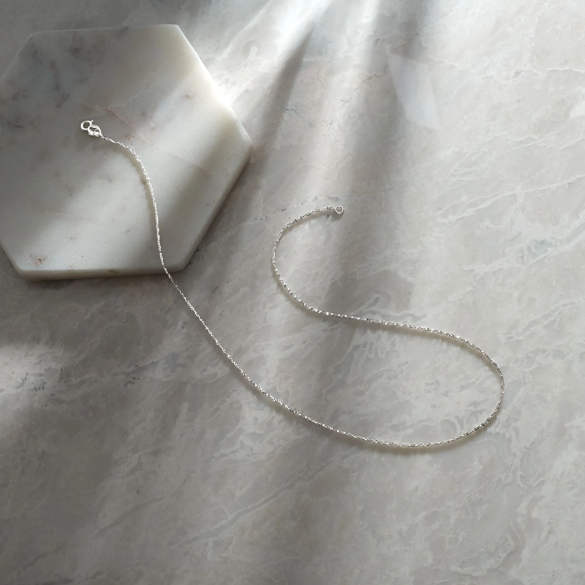 Ross-Simons Italian 1mm 14kt White Gold Crisscross Chain Necklace