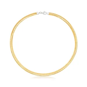 Ross-Simons Italian 6mm Reversible Omega Necklace in Sterling Silver and 18kt Gold Over Sterling