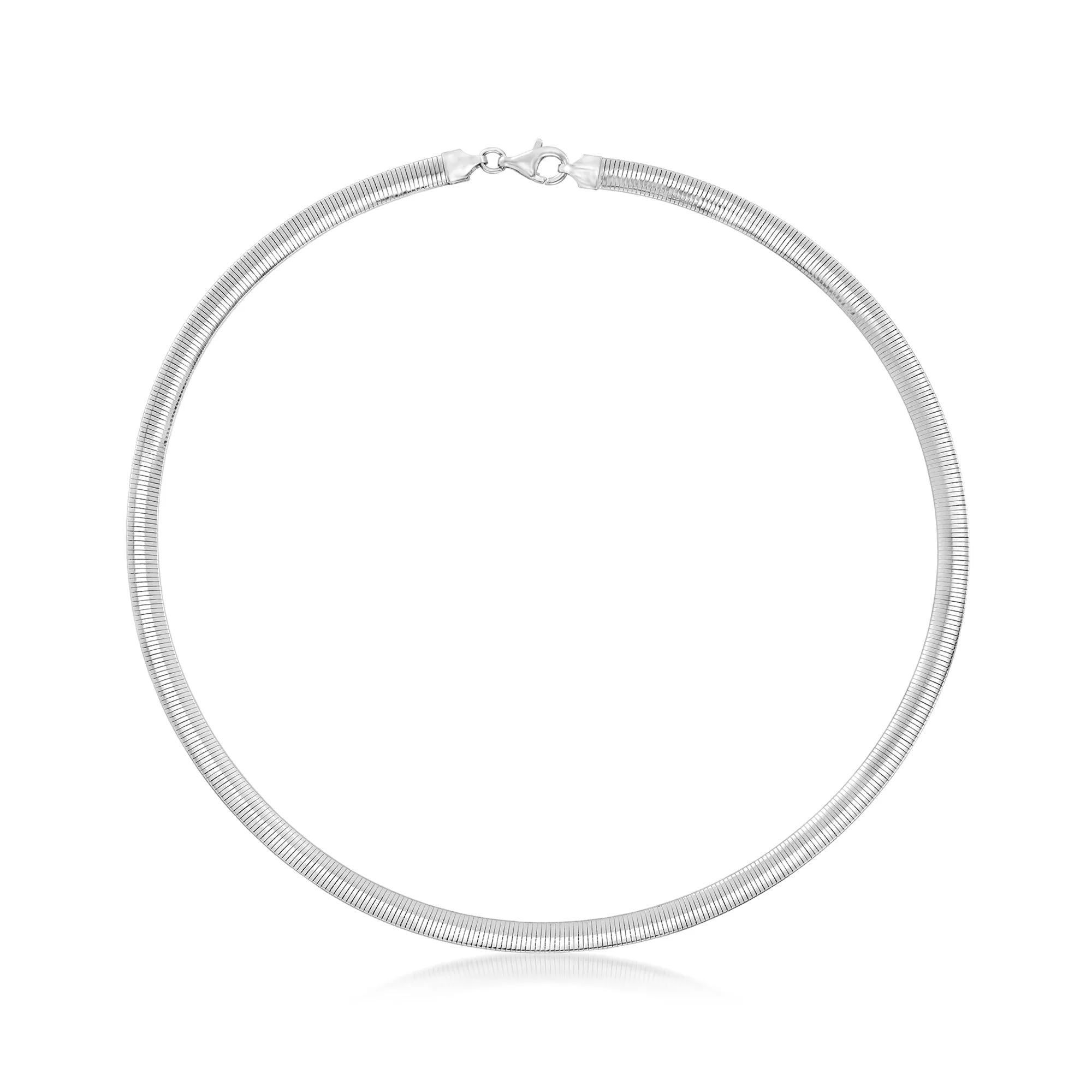 Ross-Simons Italian 6mm Reversible Omega Necklace in Sterling Silver and 18kt Gold Over Sterling