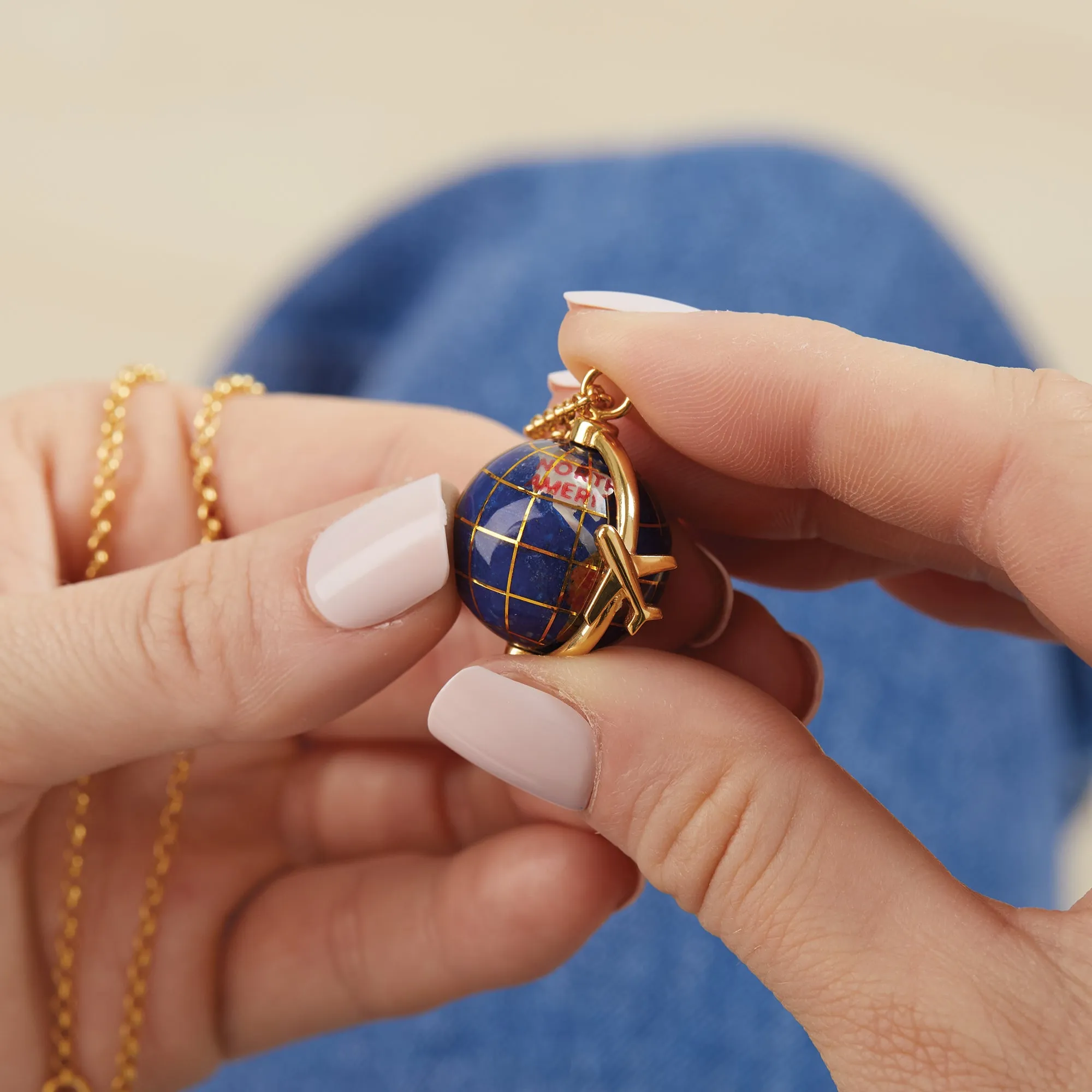 Ross-Simons Italian Multi-Gemstone World Travel Globe Pendant Necklace in 18kt Gold Over Sterling