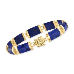 Ross-Simons Lapis and 14kt Yellow Gold "Good Fortune" Chinese Character Bracelet