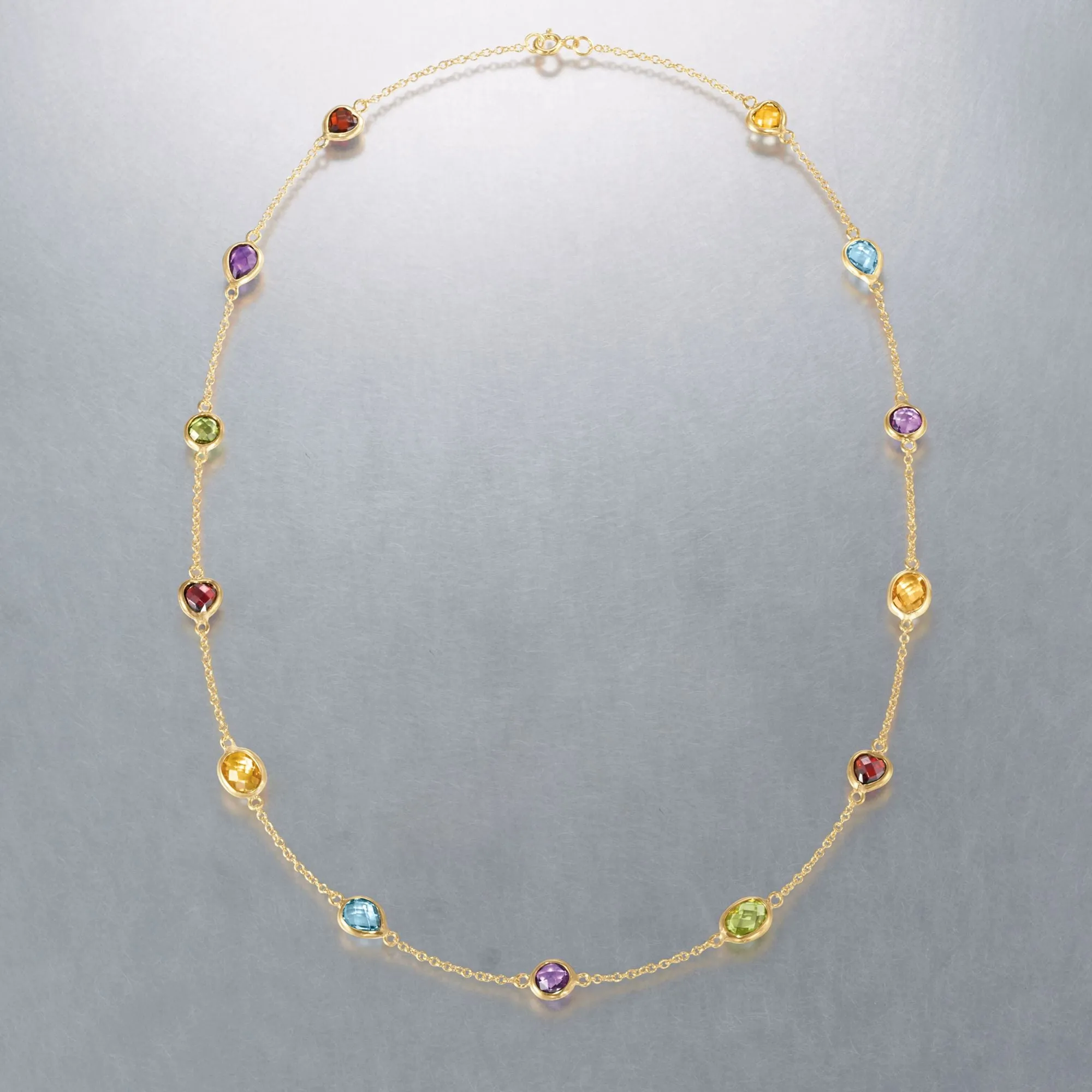 Ross-Simons Multi-Stone Station Necklace in 18kt Gold Over Sterling