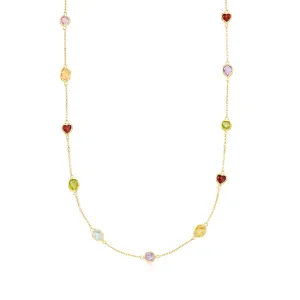 Ross-Simons Multi-Stone Station Necklace in 18kt Gold Over Sterling